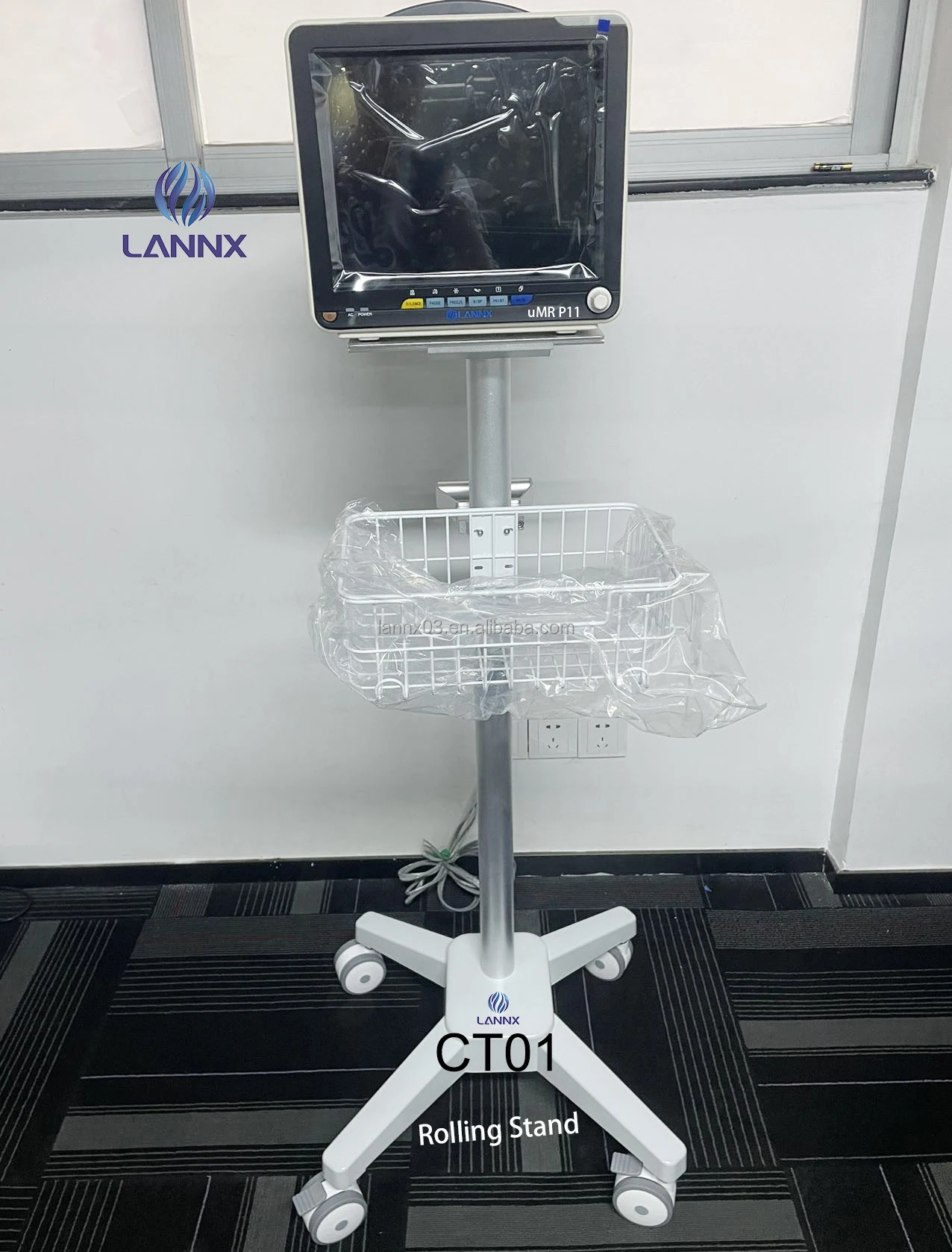 LANNX CT01 Factory price Hospital Equipment trolley cart with wheels casters Mobile Medical trolley patient monitor Cart bracket