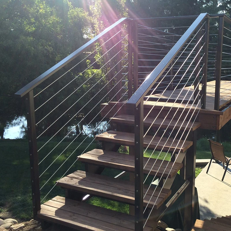 BNS stainless steel balustrade black cable railing system low maintenance outdoor side mounted balcony cable railing post