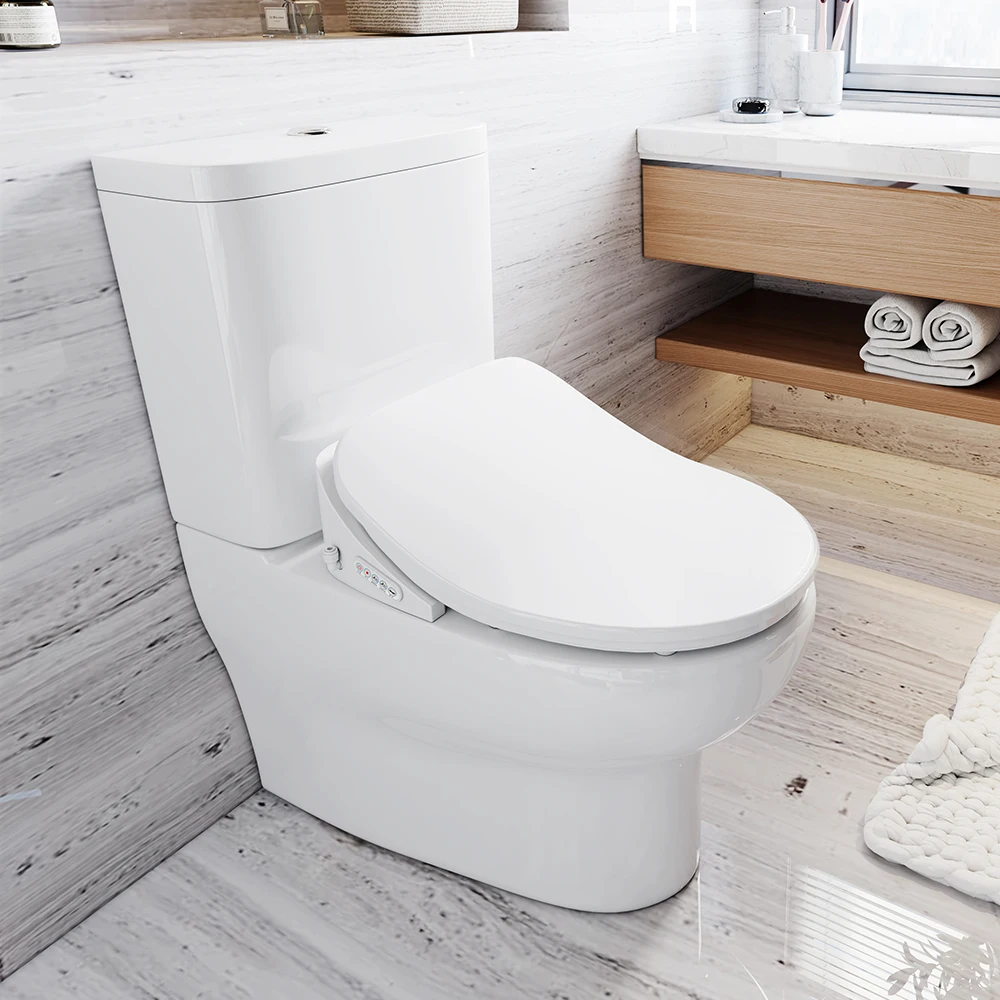 TEJJER All white ceramic V shaped uv auto hinge slow adult toilet seat