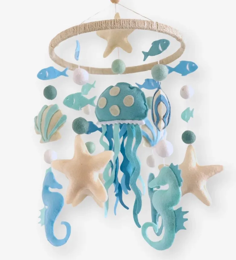 Under The Sea Baby Mobile Ocean Crib Mobile Starfish Seashell Jellyfish Nursery Decor Sea Creatures Mobile
