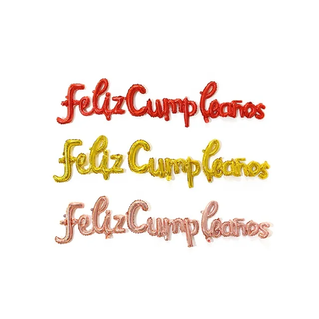 BONA Silver Small Letters Feliz Cumpleanos linking balloons Birthday Banner for adults children Decoration Party Supplies