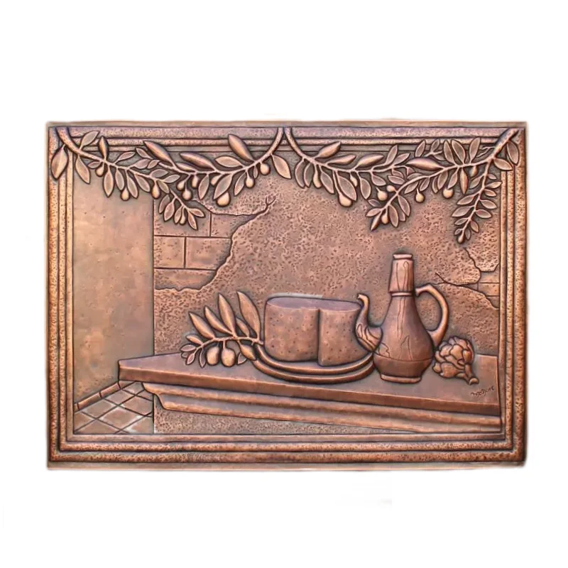 copper murals Tuscan classic design kitchen decoration back splash hand hammer copper wall tiles artisan hand crafted  tiles