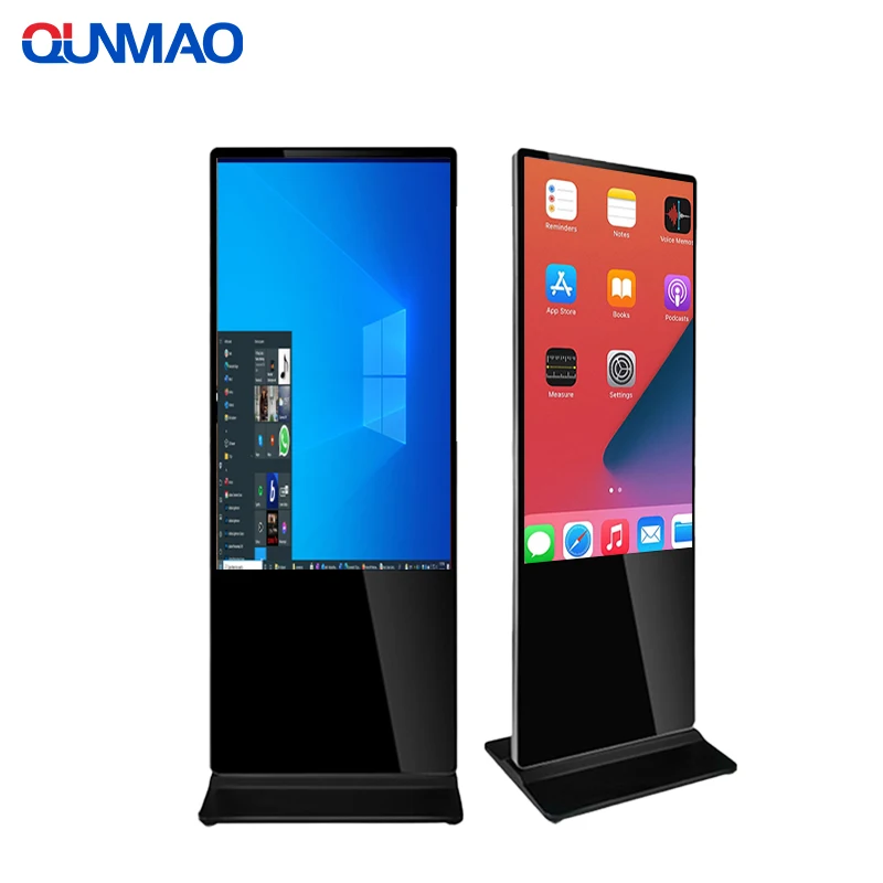 Qunmao 55 65 86 Inch Windows Android Touch Screen Ultra Thin Lcd Indoor Floor Standing Outdoor Advertising Display with Factory