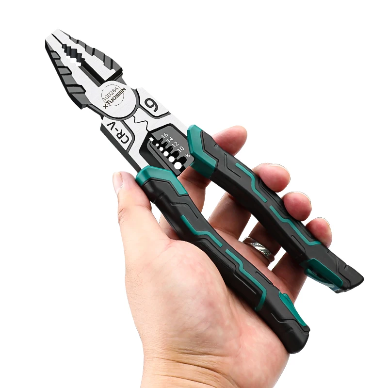 9-Inch Industrial Grade Multi-Functional Vice Pliers Tiger Skin Design Soft Grip Plastic Handle Small Mouth Wire Pliers OEM
