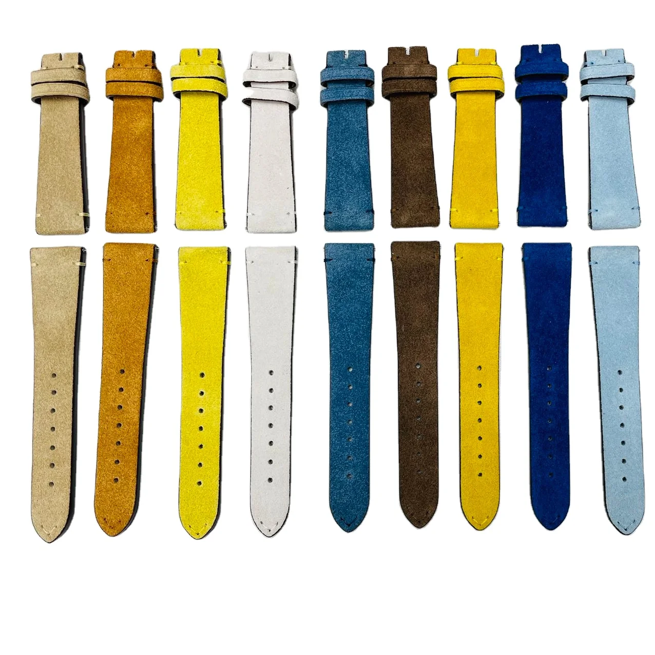 Oem And Odm Classic Color Popular Design 22Mm Machine Stitch Genuine Watch Belts Strap For Wristwatches