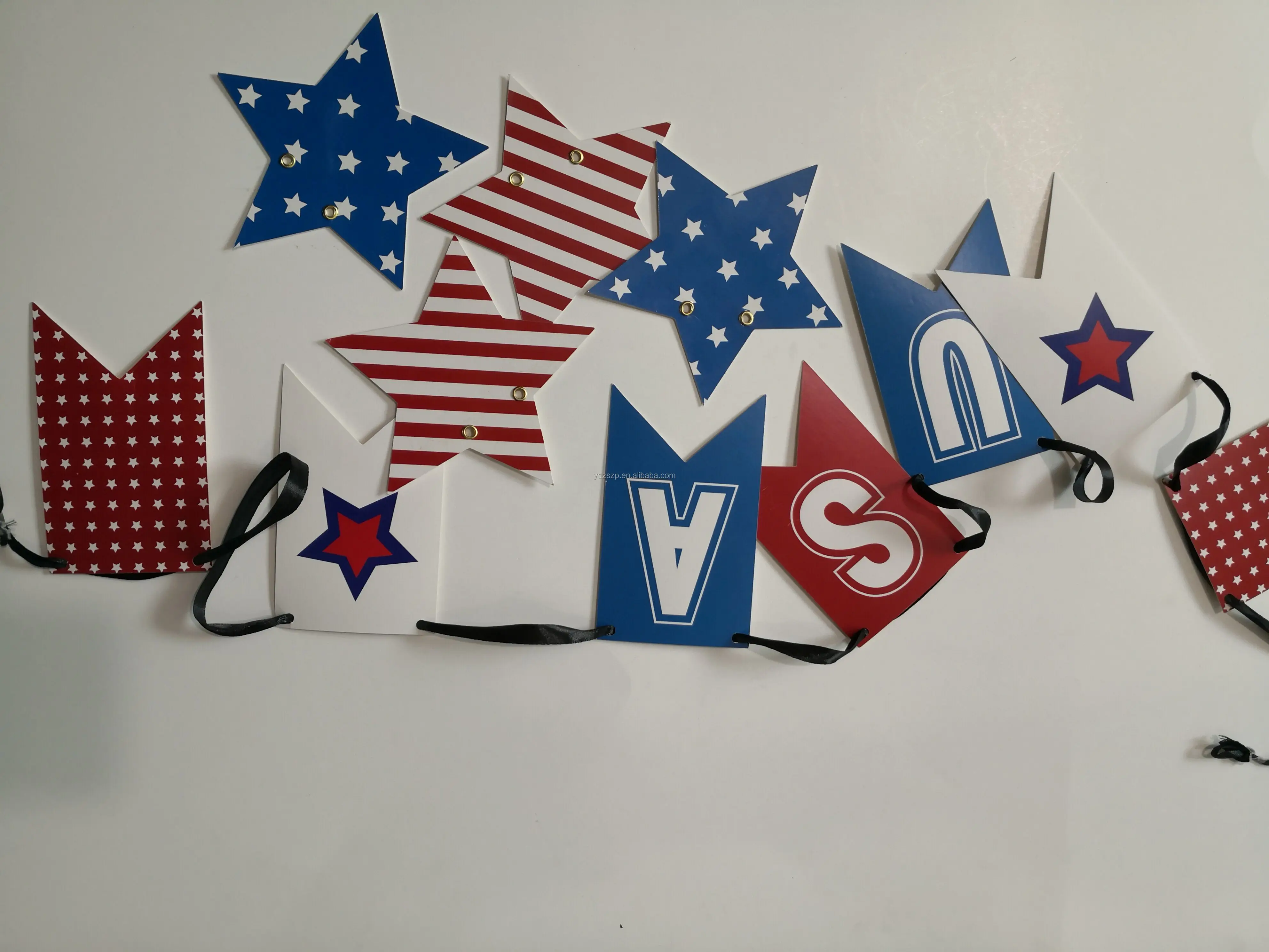 USA Paper Banner USA patriotic bunting 12 flag banner