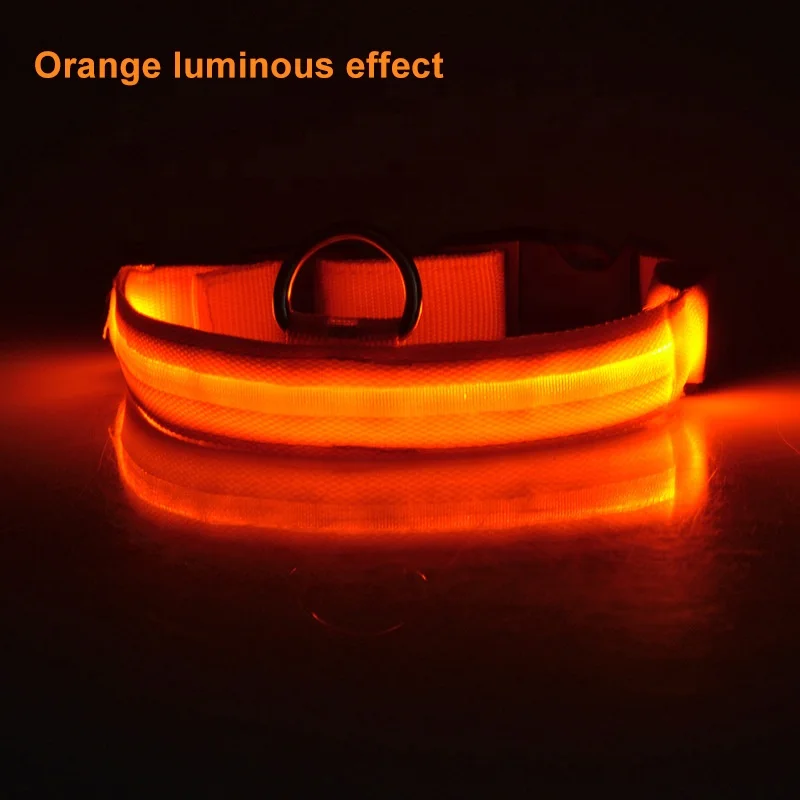 Led Collars Customized Adjustable Nylon Waterproof Reflective Collar Designer Custom Dog Collar usb led dog pet light up safety