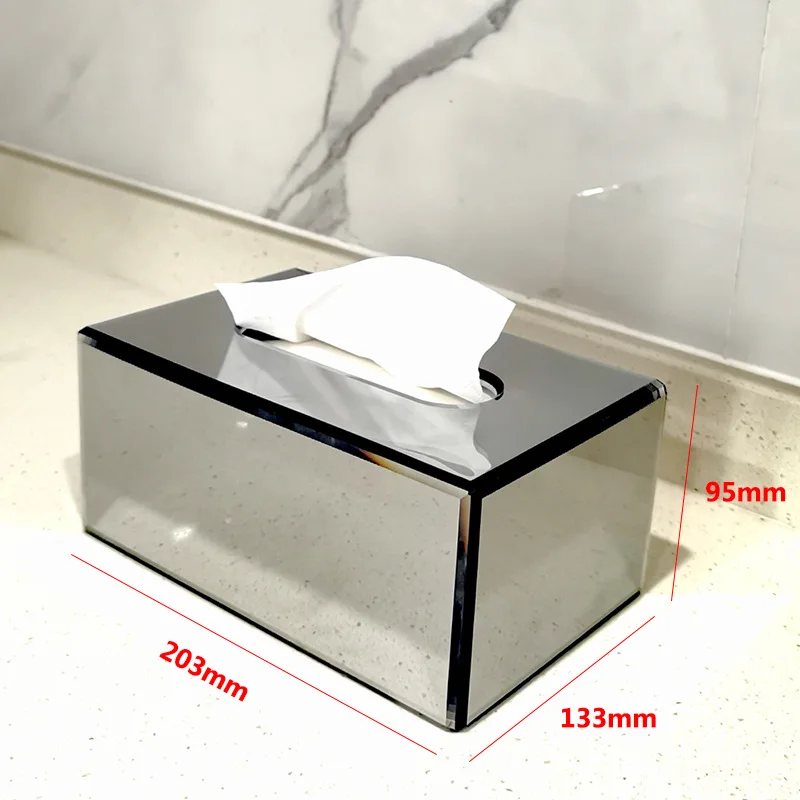 Customer Magnetic Acrylic Mirror Tissue Box Dryer Sheet Dispenser Cover Luxury Napkin Holder Organizer