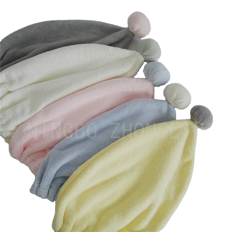 high quantity cute plush quick dry  microfiber towel coral fleece hair dry wrap