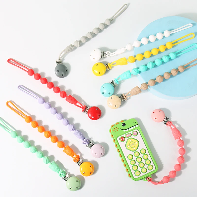 Wholesale Chewable Wooden Silicone Dummy Pacifier Clip Silicone Baby Pacifier Clip Chain