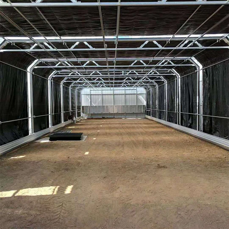 Tropical Wind Resistant Polycarbonate Shade House Fully Light Deprivation Blackout Mushroom Tunnel Pc Sheet Greenhouse