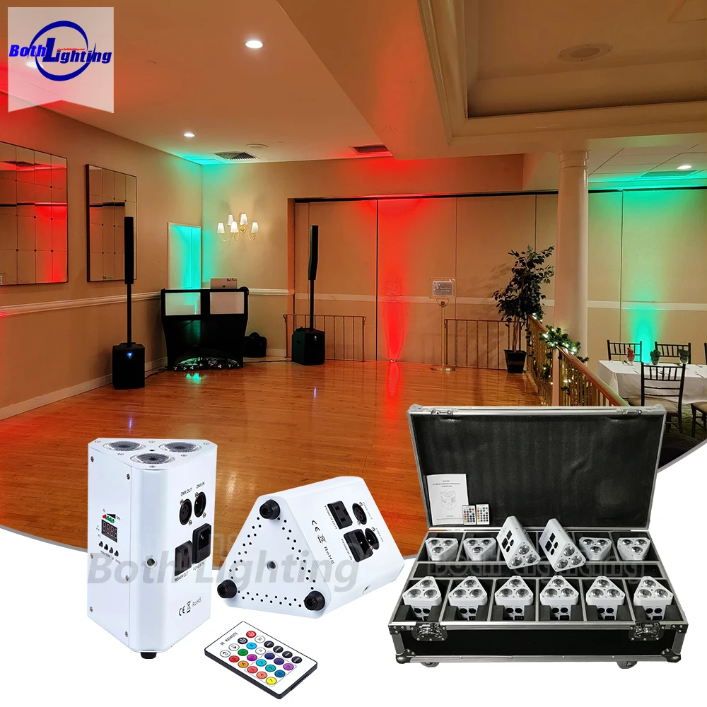 Bothlighting Led Wedge 3*18W LED Par Wedge Stage Lights Battery Wireless DMX Uplight For Wedding Party DJ Light Stage Lightings