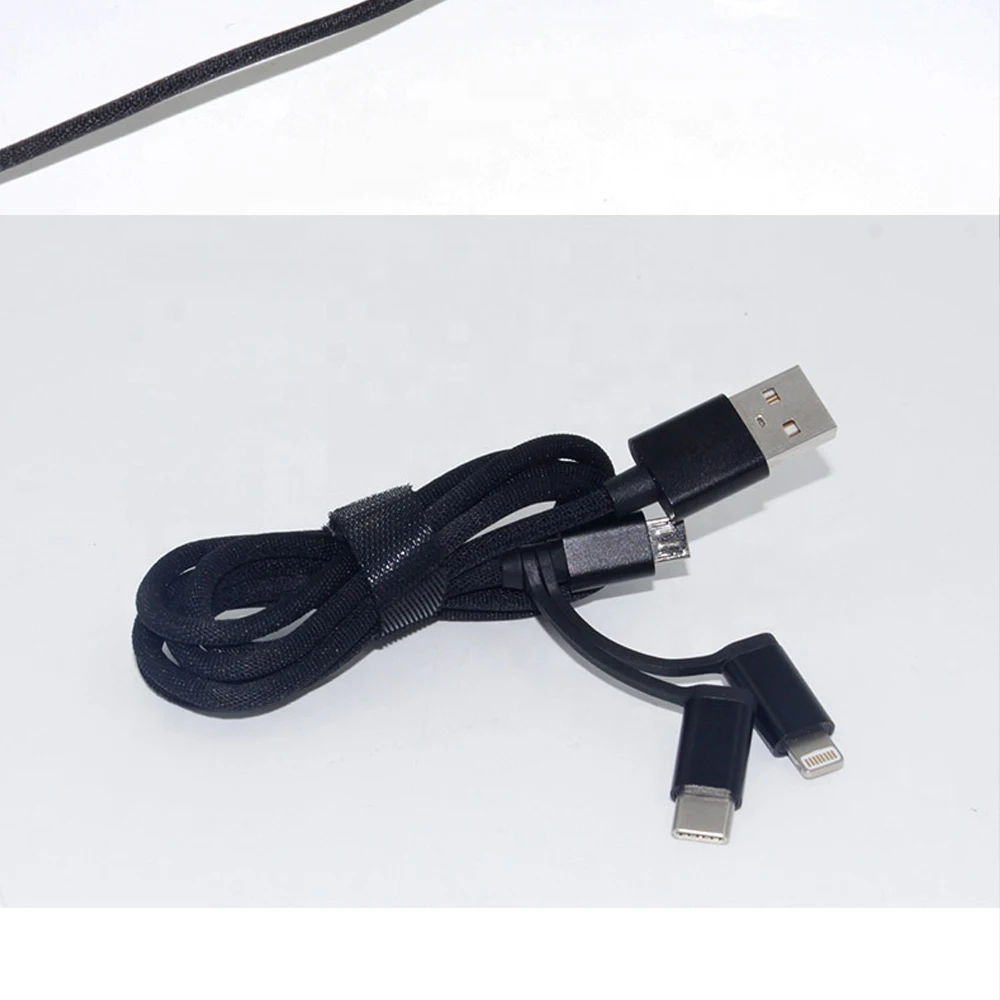 Best Sales Rotation Mode Three In One Fast Charging 2.1A Cable Data Line For IOS/Andriod Lighting Micro-USB Type-C