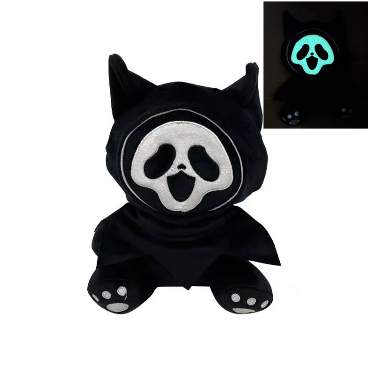 Halloween New Scary ghostcat face QC hell Death Glow cat Plush Toy for Scream and gifts