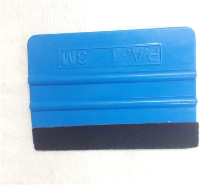 High Quality Squeegee Car Film Tool Vinyl Blue Plastic Scraper Squeegee With Soft Felt Edge Window Glass Decal Applicator