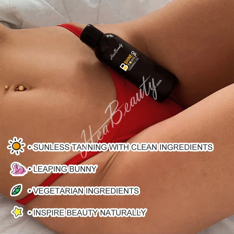 HEABEAUTY Premium Tinted Organic Sun Tanning Face Oil Tan Customize Sunless Tan Oil