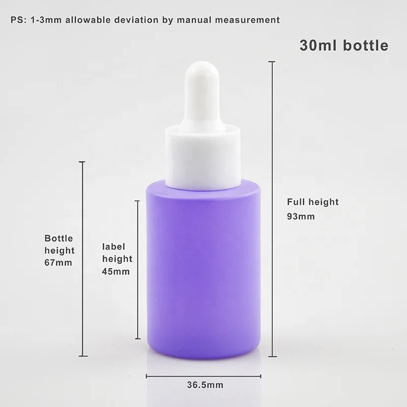 High End 30ml 40ml 50ml Press Button Glass Essential Oil Dropper Serum Foundation Bottle With Push Botton
