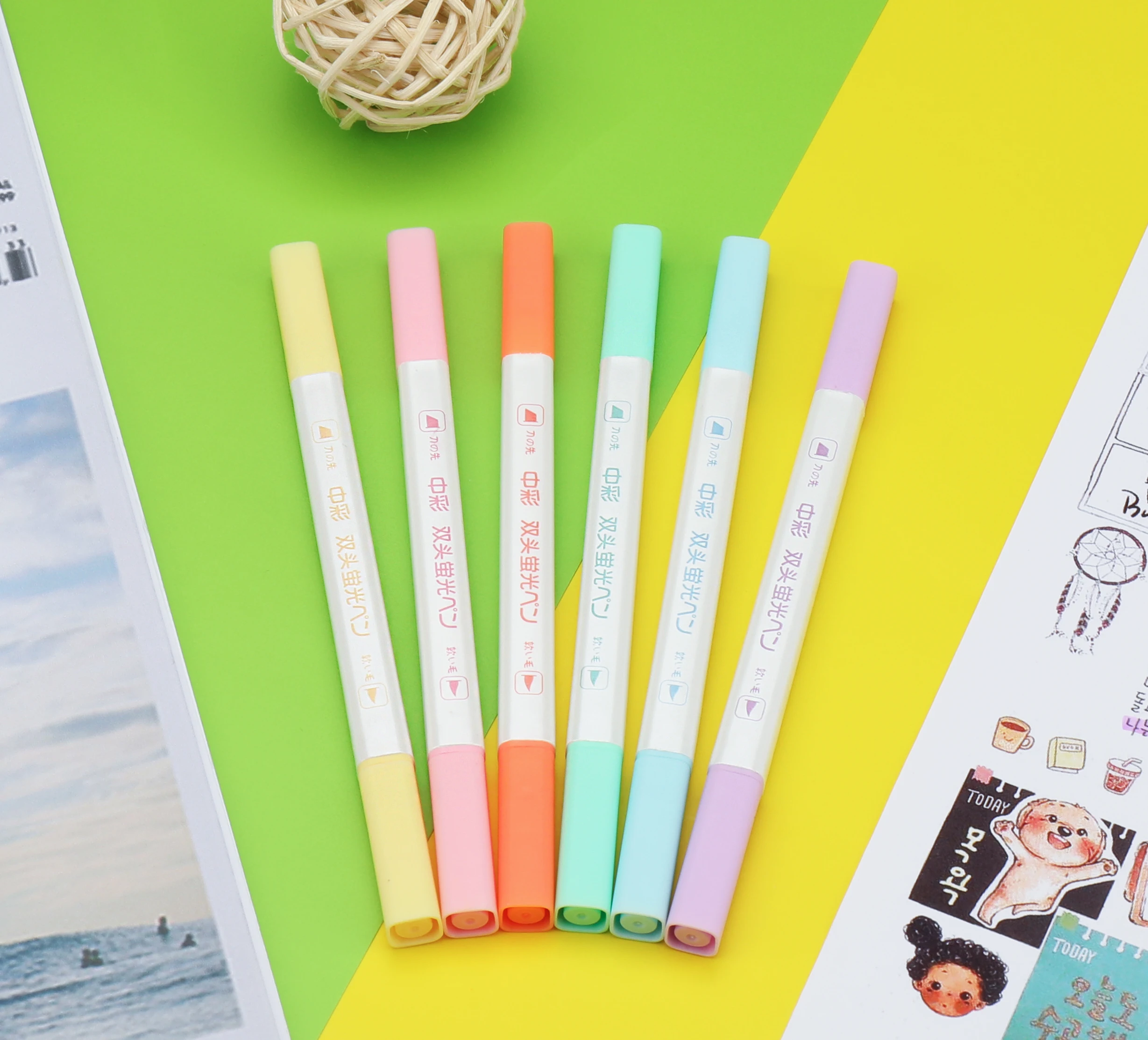 Manufacture 831-6 Fancy multi assorted 6 colors highlighters colored color pen