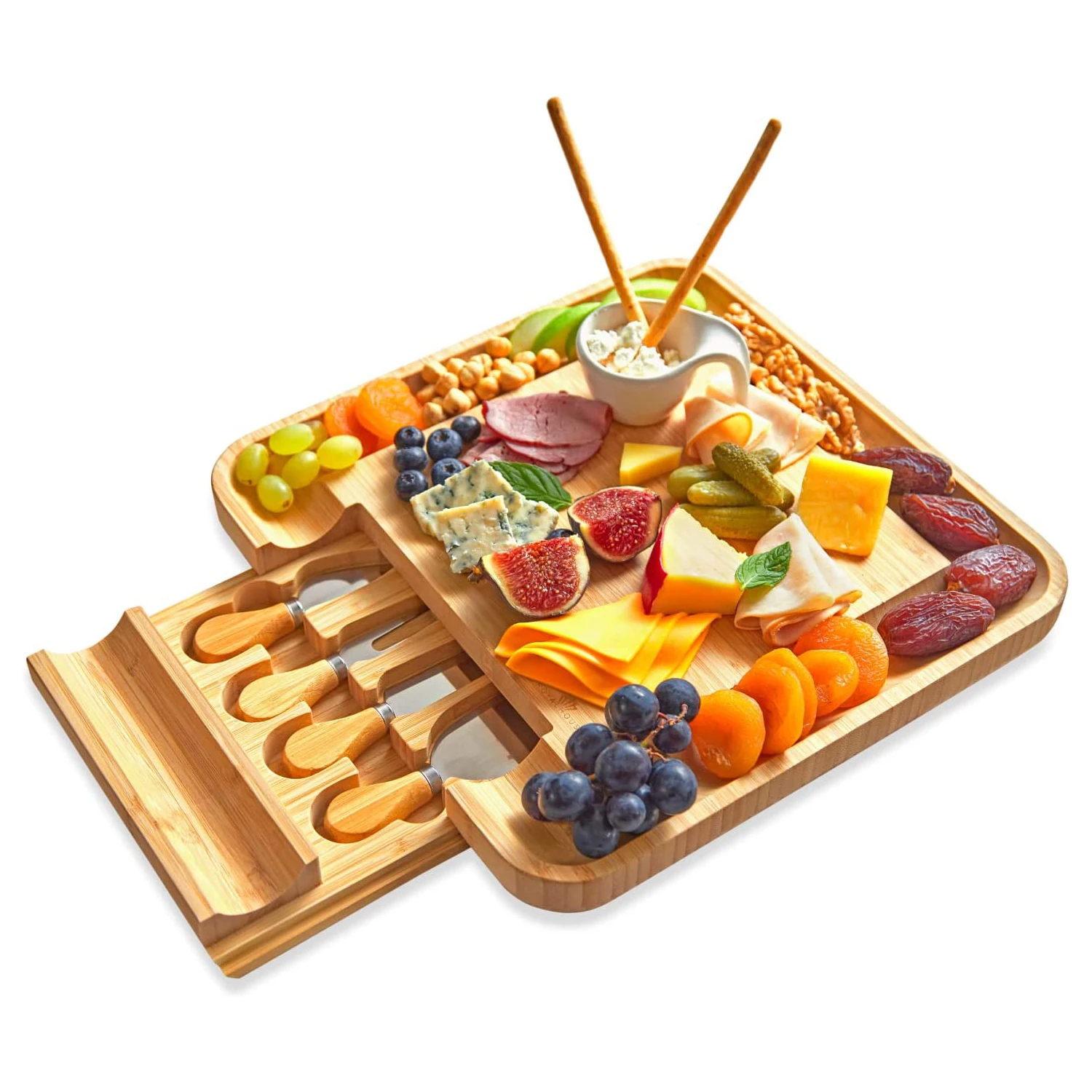 High end mass export wholesale cheap custom kit bamboo cheese board with cheese tools