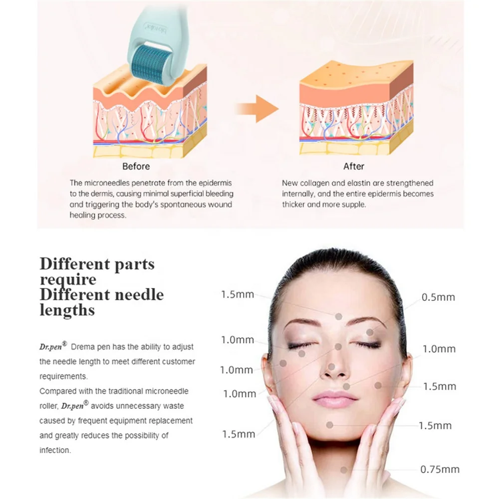 custom logo Bio Roller G10 microneedling Derma roller kit 10 in 1 home use skin care facial tool beauty kit for skin treatment