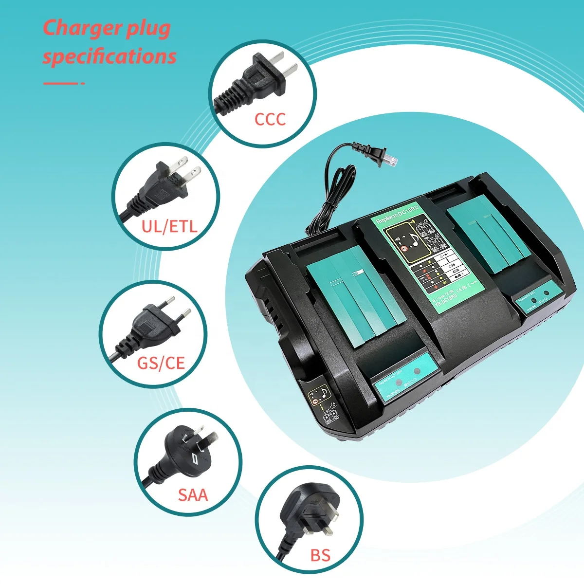 Зарядное устройство Makita с двойным зарядным устройством DC18RD 6A 18 в BL1830 BL1430 BL1850