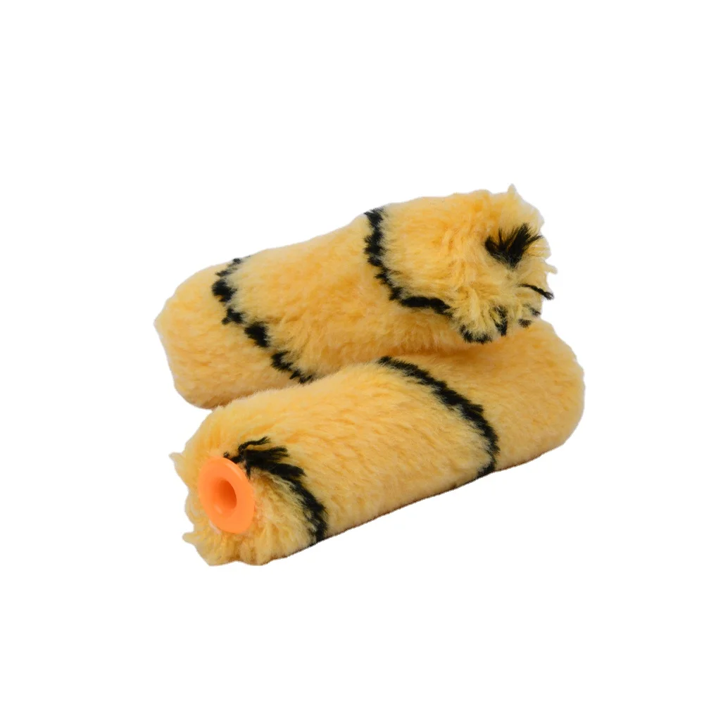 BIG sale!10 pcs/set mini acrylic yellow black-stripe paint roller brush