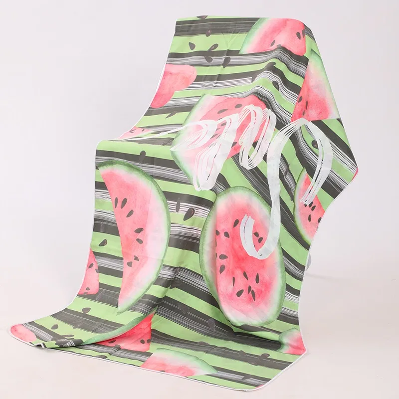 Custom logo Double sided fleece large size jacquard printed quick drying beach towel Double sided wool beach towel