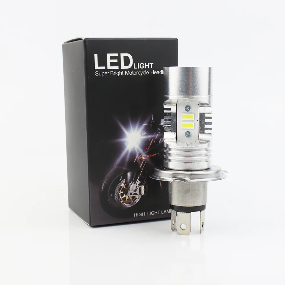 Super Bright H4 H6 BA20D Motorcycle LED Headlight Bulb With Angel eyes 2500LM 3570 LED Chips For DC 12V-48V Motorcycle headlight