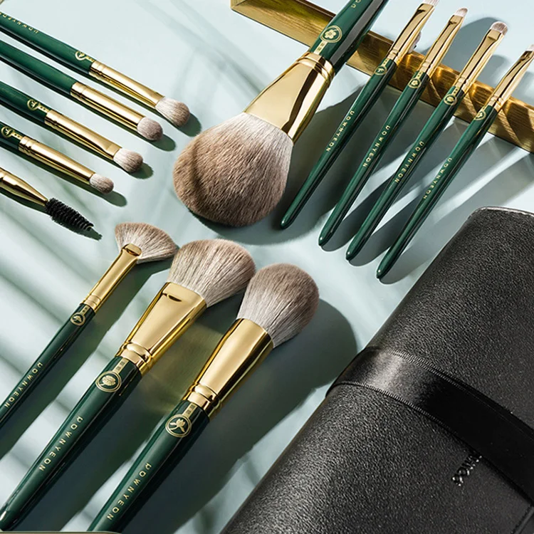 Rownyeon 13PCS Professional Synthetic Hair Foundation Powder Make Up Brushes Sets Green Color