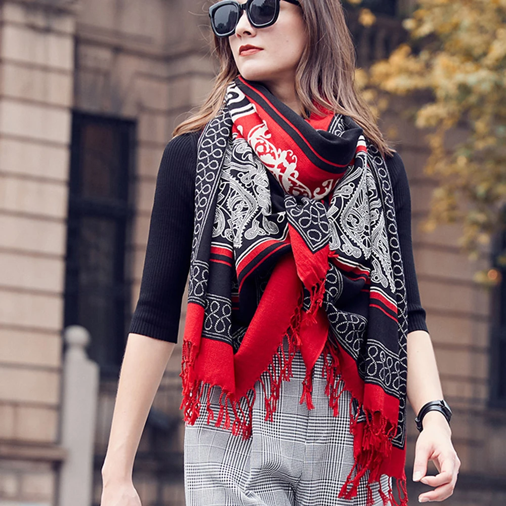 Manxiang Winter Handmade Wool Shawl Designer Fashion Pashmina Scarf Cashmere