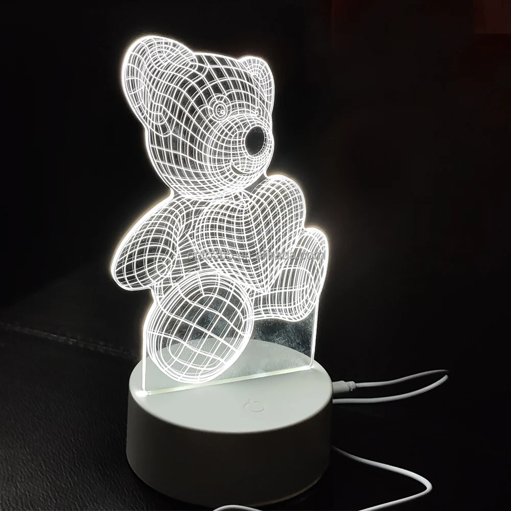 RGB led plexiglass lamp bases for 3d led night light abs clear acrylic stands writing display board