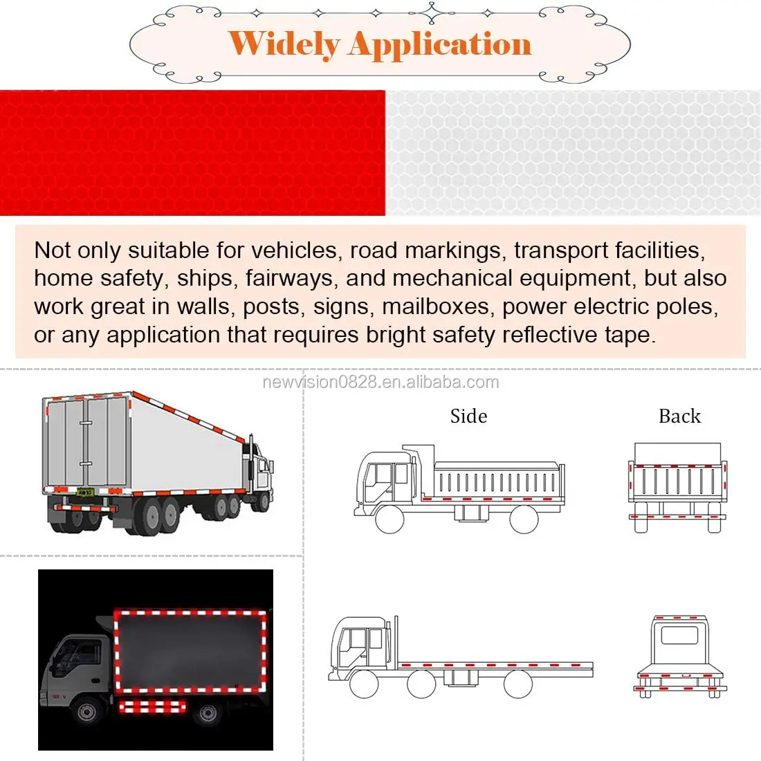 
Super Glossy Reflector Conspicuity Tape Stickers High Intensity DOT Resistant Corrosive Conspicuity Tape and Safety 