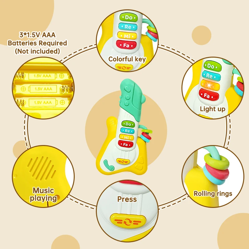 Musical Toddler Guitar Portable Educational Baby Instrument Handheld Musical Electronic Toy