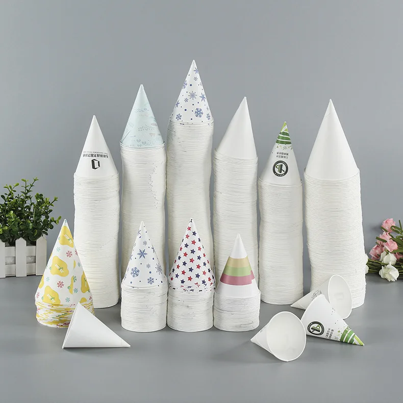 Hot Food Grade Disposable Paper Cup 4 oz Straight Drinking Water Shaved Ice Cream Paper Cone Cups