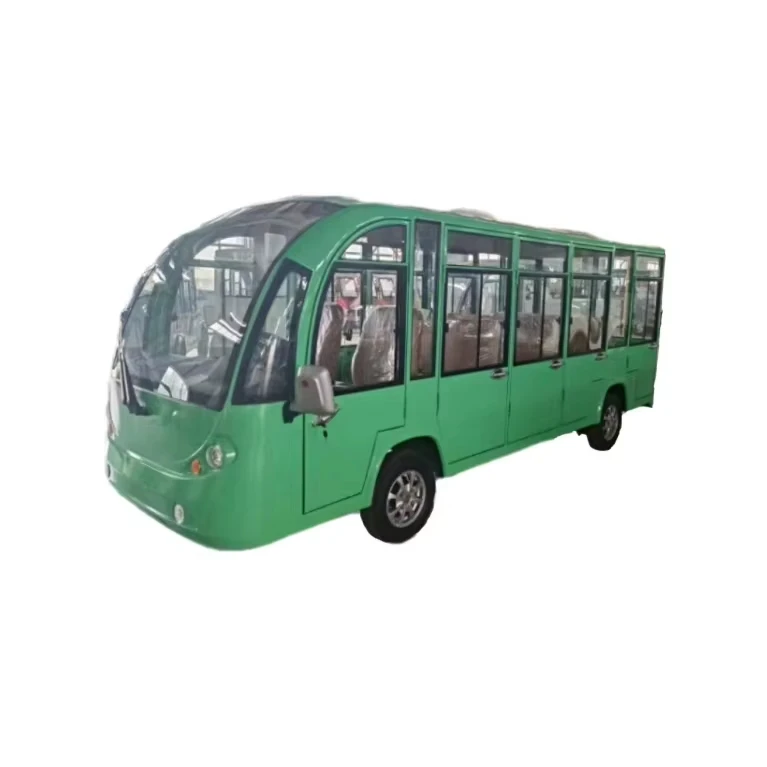 Colors can be customized Large capacity grass green tour bus for 17 people, lithium batteries, tours, park playgrounds