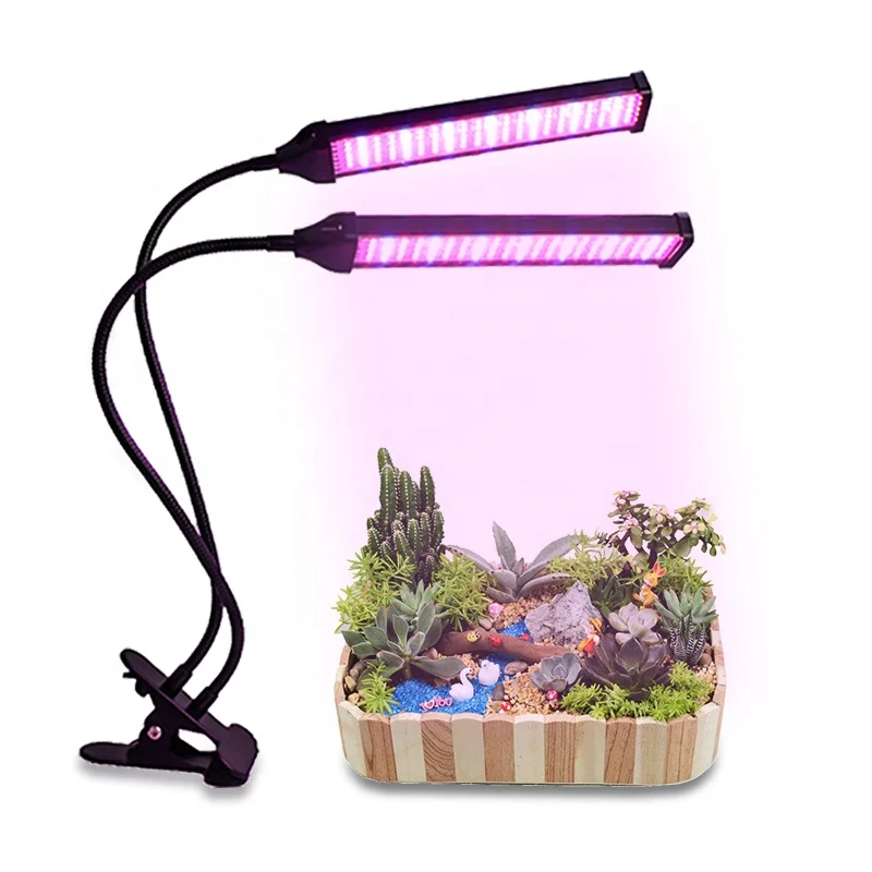 6W SMD 2835 2 Flaxiable Head Clip Full Spectrum Indoor LED Plants Seedling Grow Light