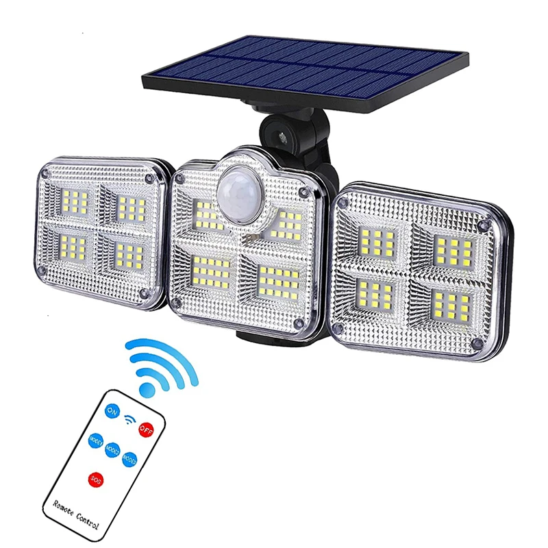 Solar Lights Outdoor with Motion Sensor 3 Heads Solar Flood Security Lights Powered IP65 Waterproof Flood Light