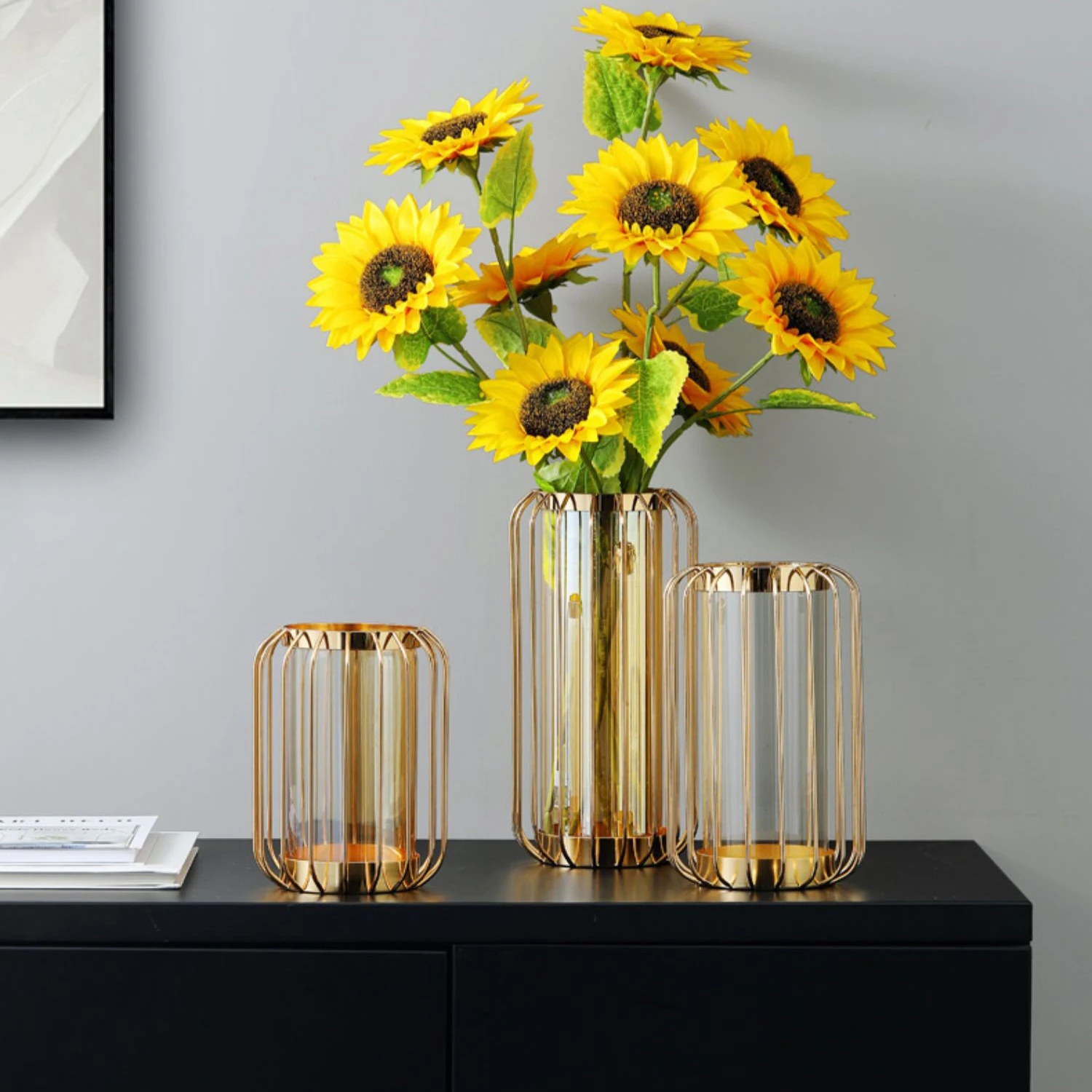 Flower Vases Tall Bud Clear Cheap Acrylic Luxury Gold Modern Metal Crystal Nordic Flower Decoration Glass Vase Decor For Home