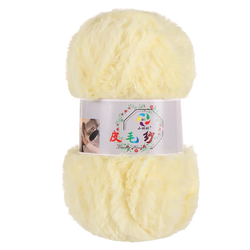 Baby yellow color for 100g chunky jumbo fur thread for winter shoe hat sweater scarf knitting yarn