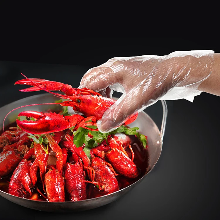 Wholesale Factory Price Kraft Paper Restaurant Individually Packed Food Grade Glove Waterproof Oil Proof Crayfish Pe Glove