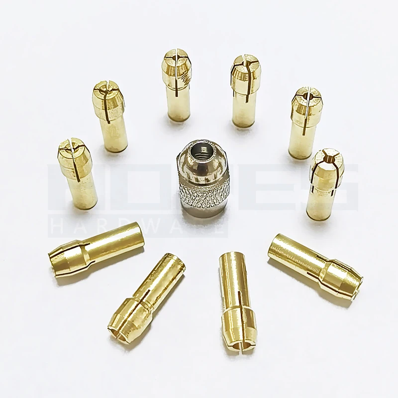 11pcs Copper brass Chuck 0.5-3.2mm grinder drill bits Collet adapter Converter for Electric grinder accessories with clamp nut