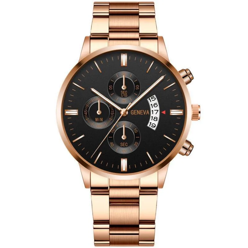 Wholesale Alloy Fashion Stainless Steel Quartz Watch Classic Boy Geneva Gold Watches for Men