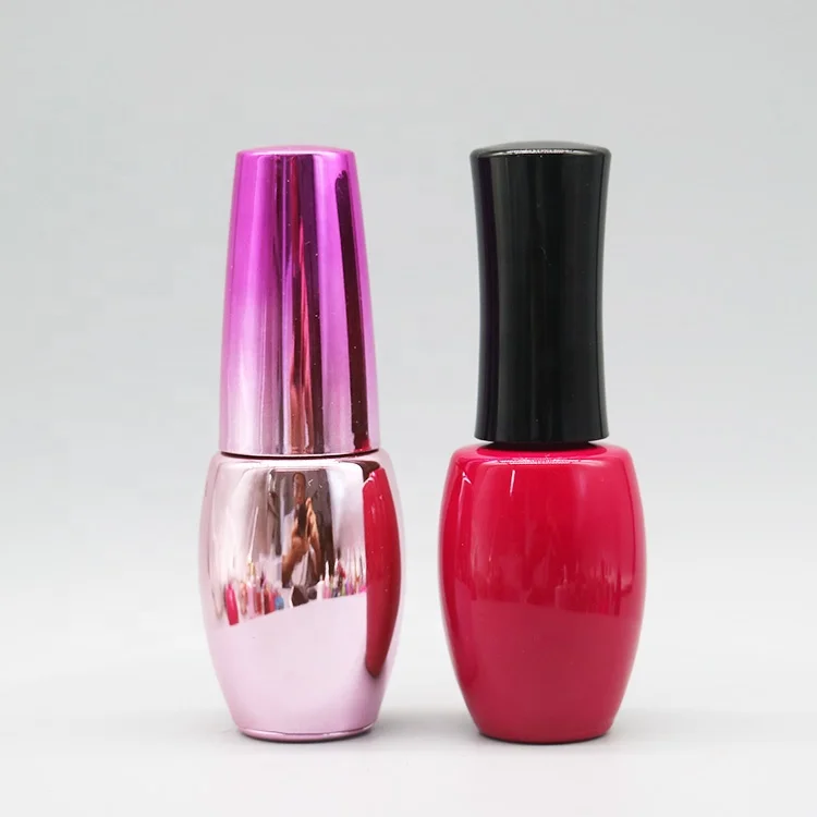 Fancy design 8ml Empty red Varnish nail gel polish bottle nail polish glass bottle manufacturer with black cap brush