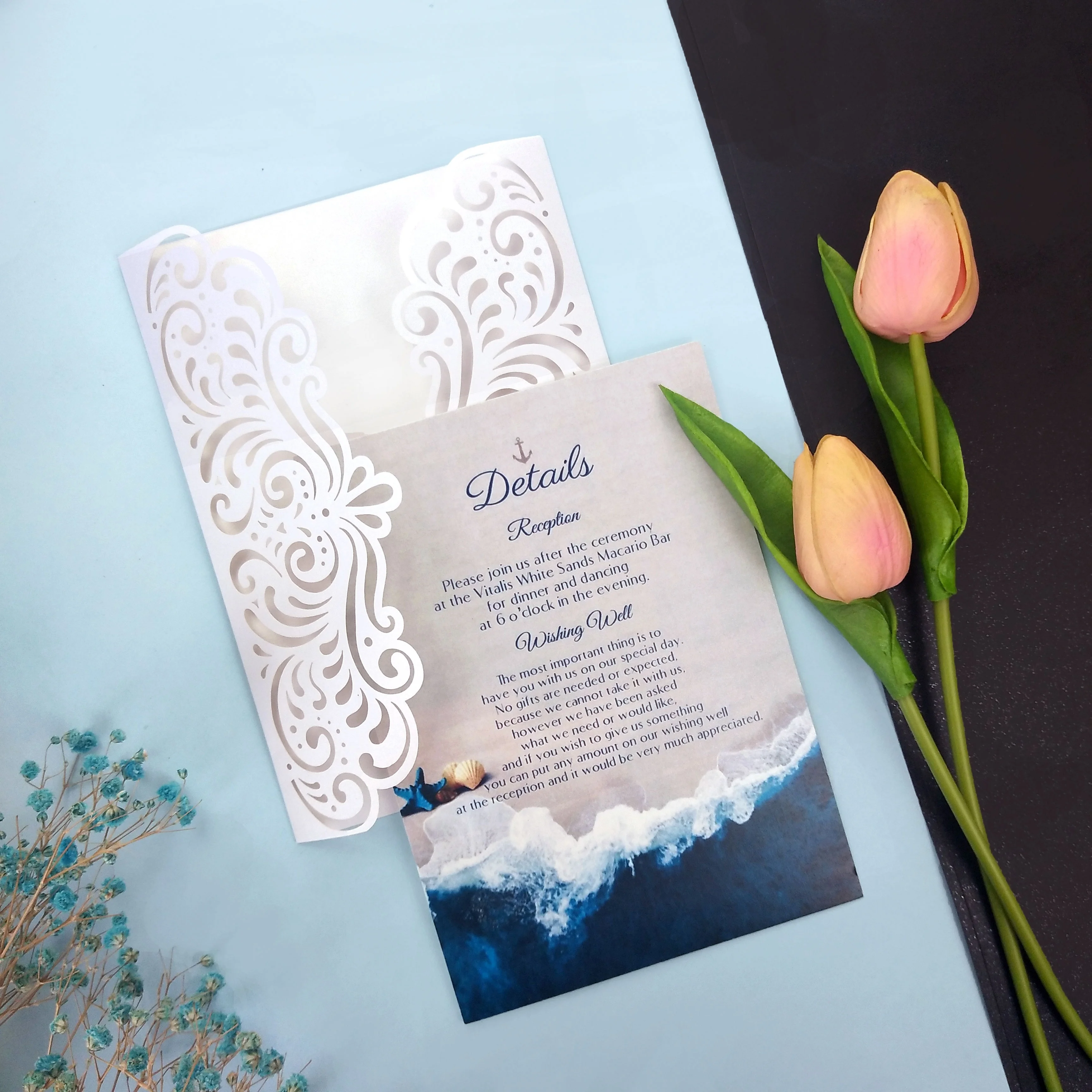 Wholesale laser cut eco-friendly paper thank you card custom holiday greeting cards with envelope and sticker