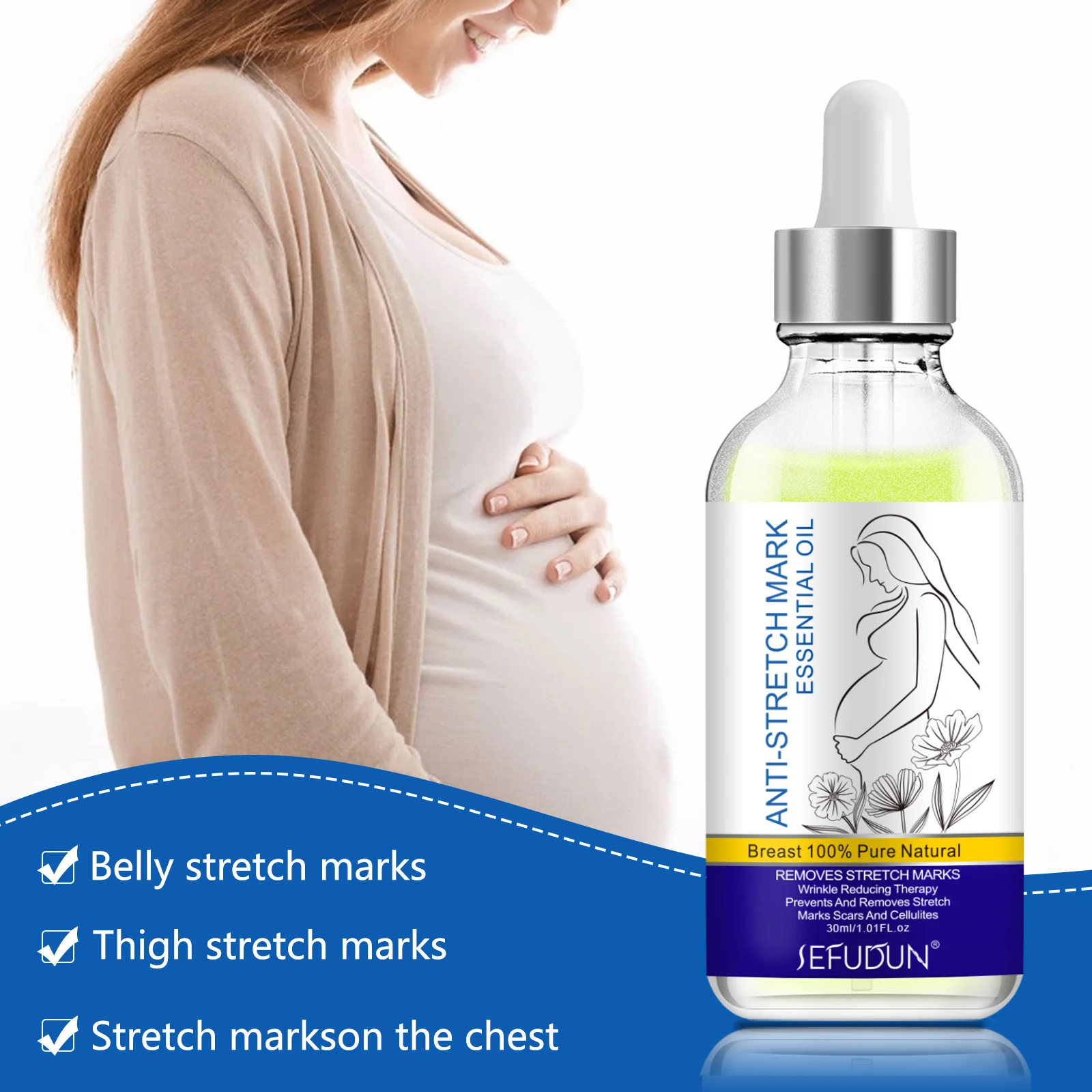SEFUDUN body care 30 ml organic natural plant extract skin revitalizer anti-aging skin firming stretch marks essential oil