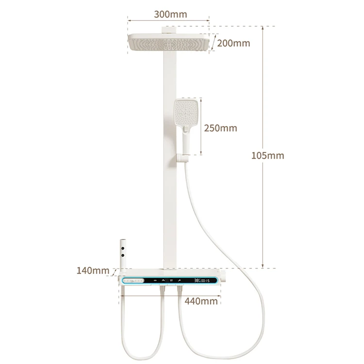 GAONUO All New Intelligent Bathroom Shower System LED Digital Piano Button Shower Mixer 5 Function Shower Sets With SPA Massage