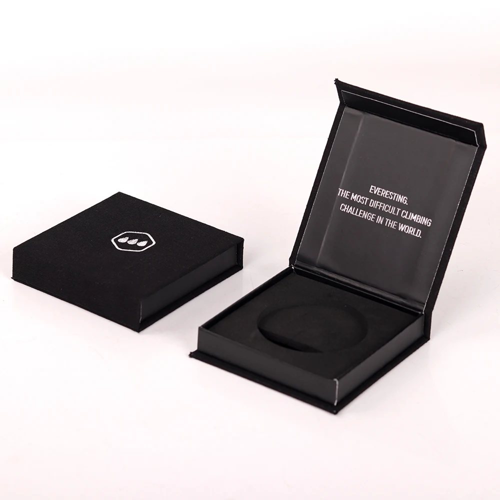 Luxury eco friendly gift boxes packaging with magnetic linen fabric large necklace box for jewelry usb picture pins