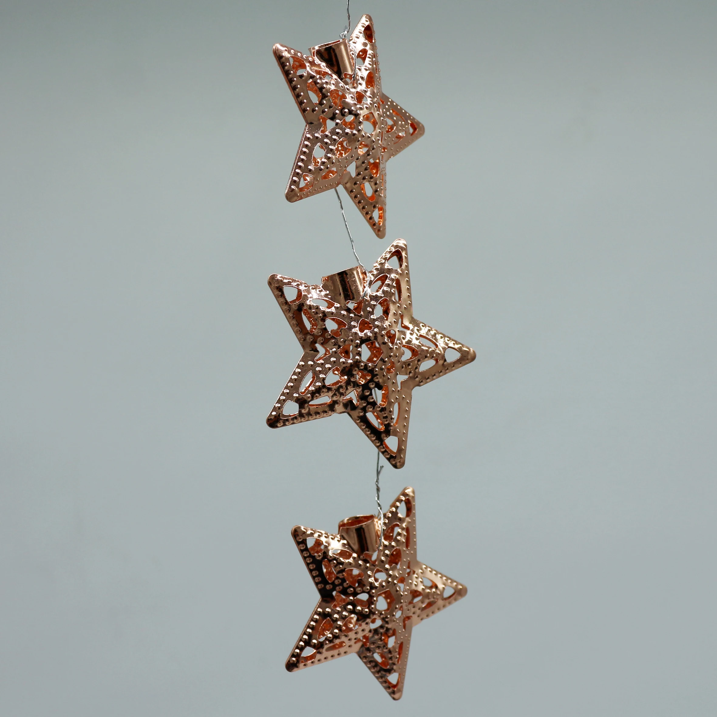 Rose Gold Metal 3D Star Design Decorations Hanging Decorative Barn Stars Accessories for Home Bedroom Wedding Party Birthday