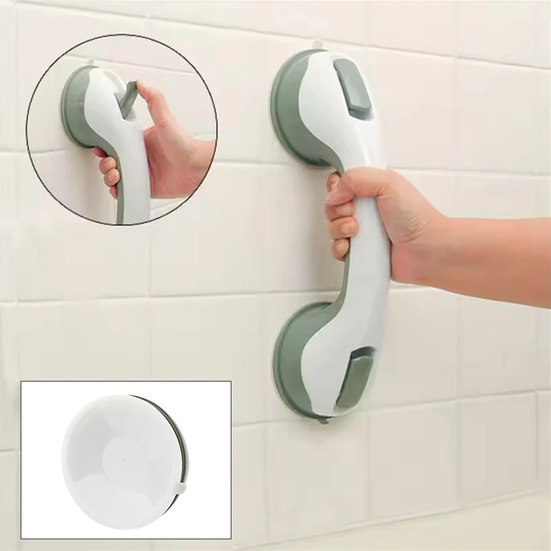 Plastic Strong Suction Cup Bathroom Shower Anti-skid Handrail Toilet Anti-fall Handle Grab Bar Non-Slip Safety Helping Handle