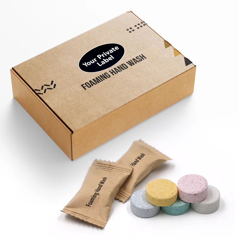 Foaming Eco Friendly Disposable Hand Soap Tablet With Different Scents and Colors Refill bottle Use